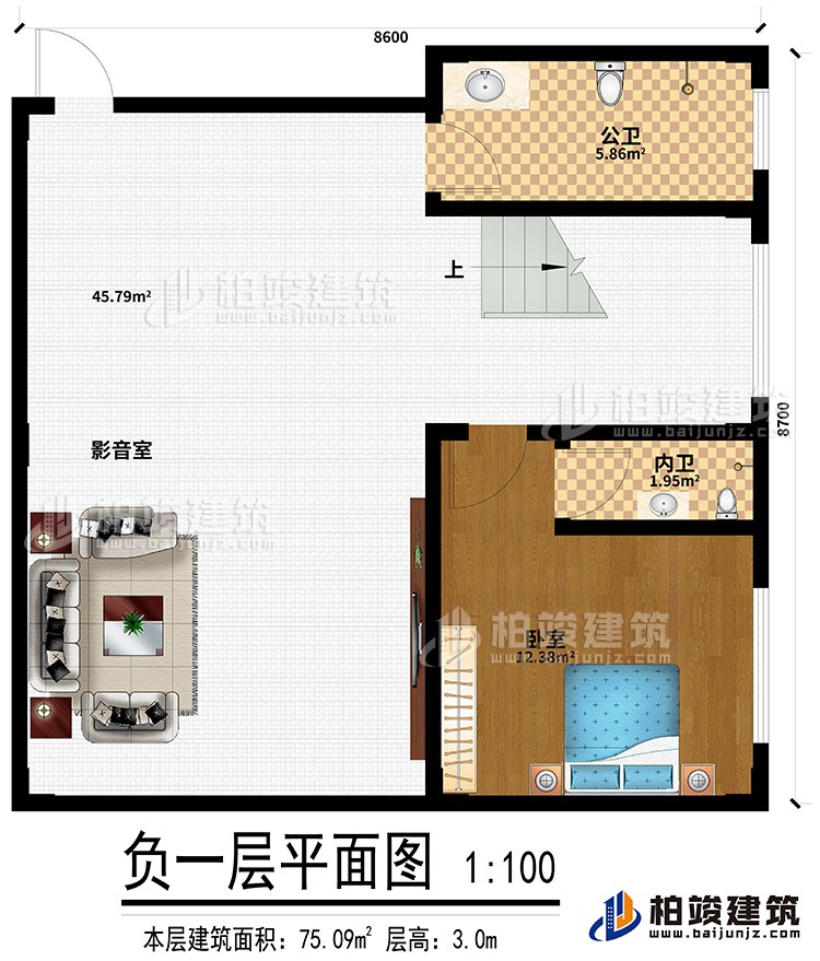 地下室：影音室、公卫、卧室、内卫